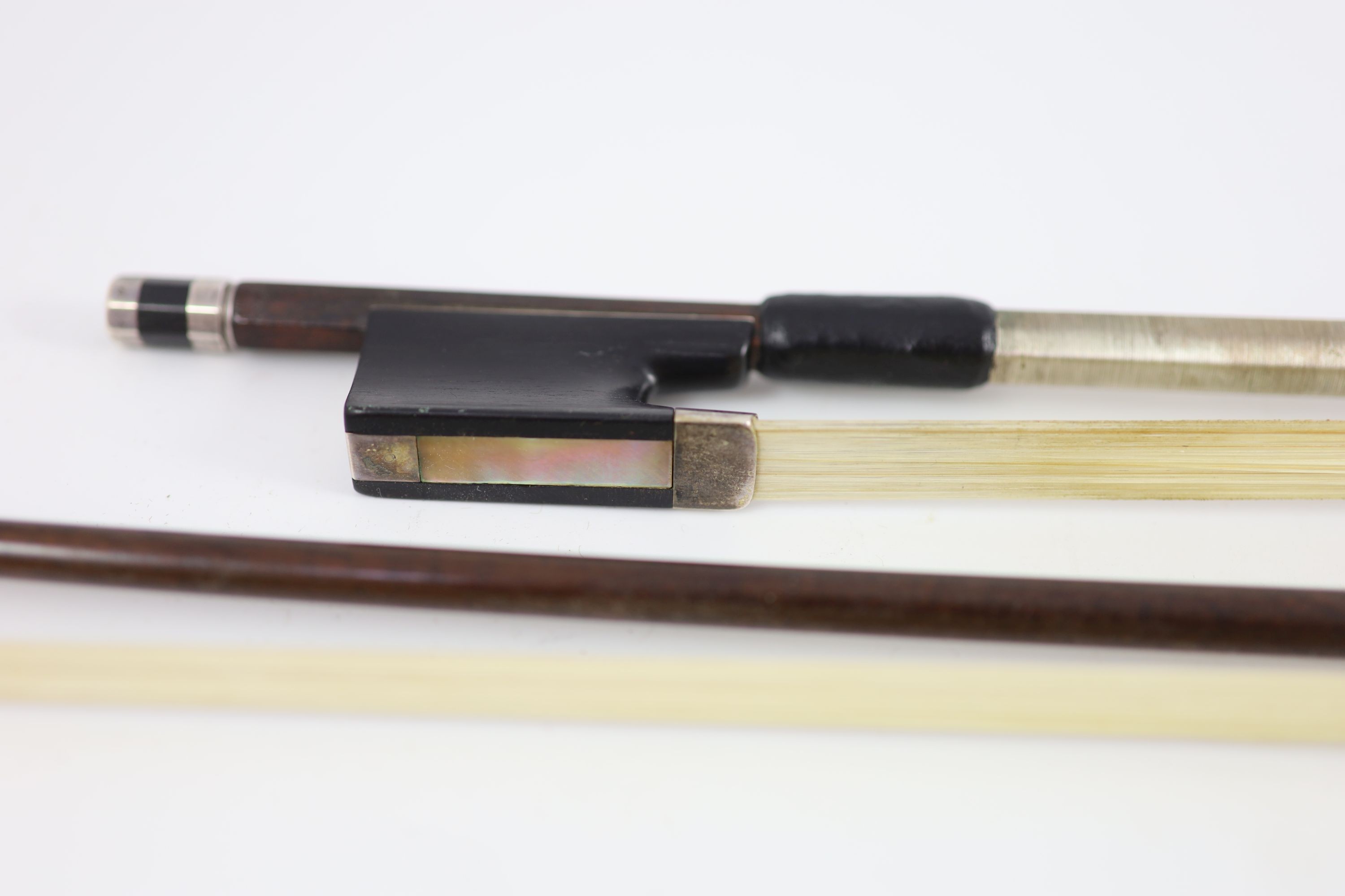 Two violin Bows, Both 74.5 cm long